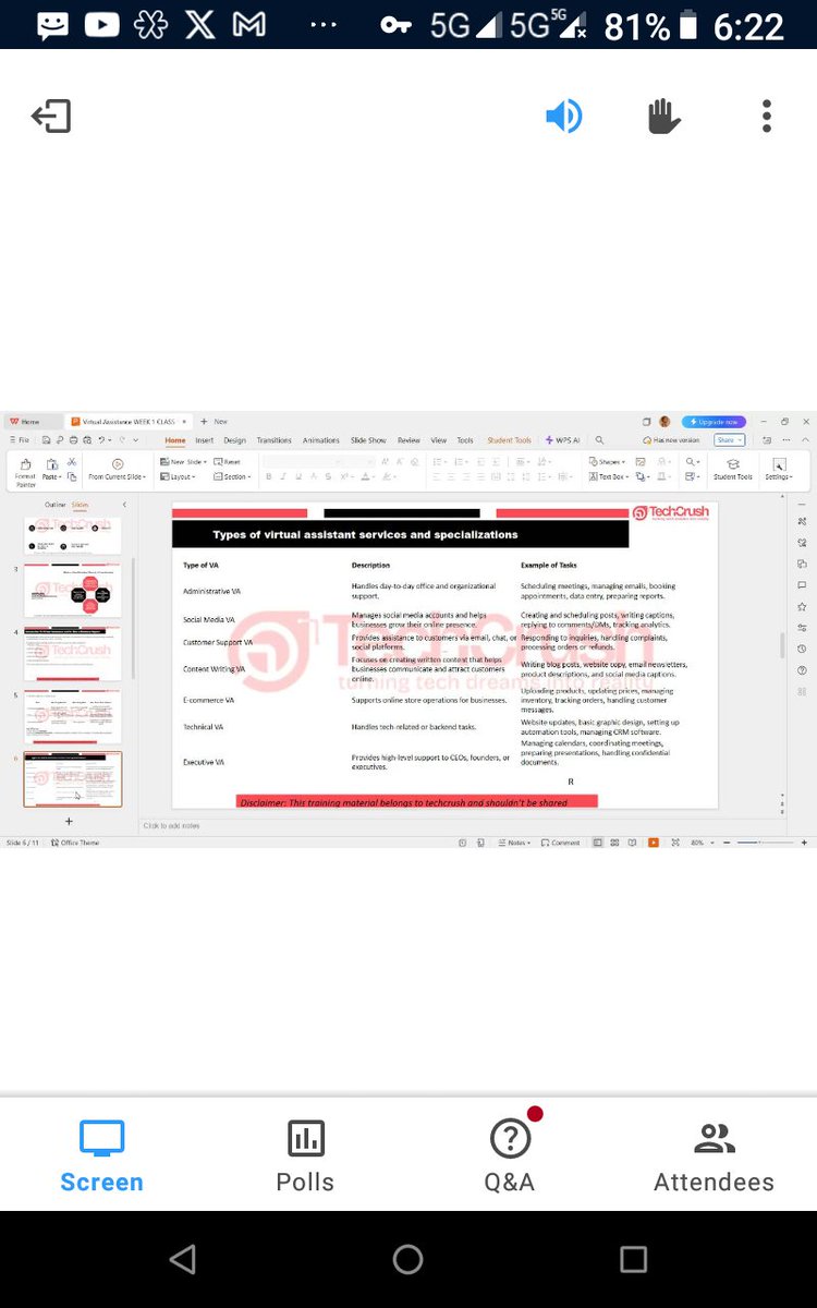(wk1)Day 2 <a href="/TechCrushHQ/">TechCrush.pro</a> 
Mentor: <a href="/QKwaghve/">The Queen Kwaghve|𝐚𝐦𝐢𝐠𝐡𝐭𝐲 𝐍𝐀𝐓𝐈𝐎𝐍</a>
Tonight's class was🔥
It was an introductory class
I gained in-depth understanding on virtual assistance and its role in business support💪💪💪💪

Week 2 class ✈️✈️ can't wait