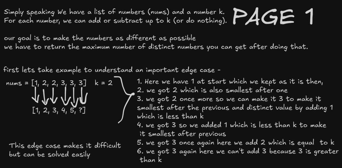 mohitmehtre's tweet image. Leetcode POTD 3397 ✅
Code: clean and efficient — minimal lines, max impact 💥
Logic: greedy + sort + clever range shifting
Explanation: feels good to write something that just clicks instantly ✨
Full breakdown + code below 👇
#Leetcode #POTD #Coding #Python