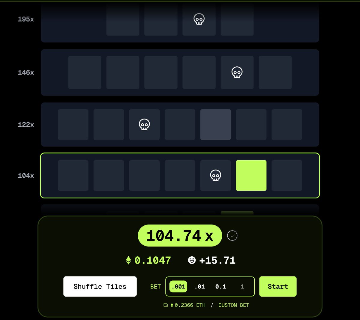 MrBenar's tweet photo. WOW !! @DeathFunGame 

did'nt have the b**** to go further.. 😭

x104, what's your best on @AbstractChain  ?? https://t.co/rKXeOHV280