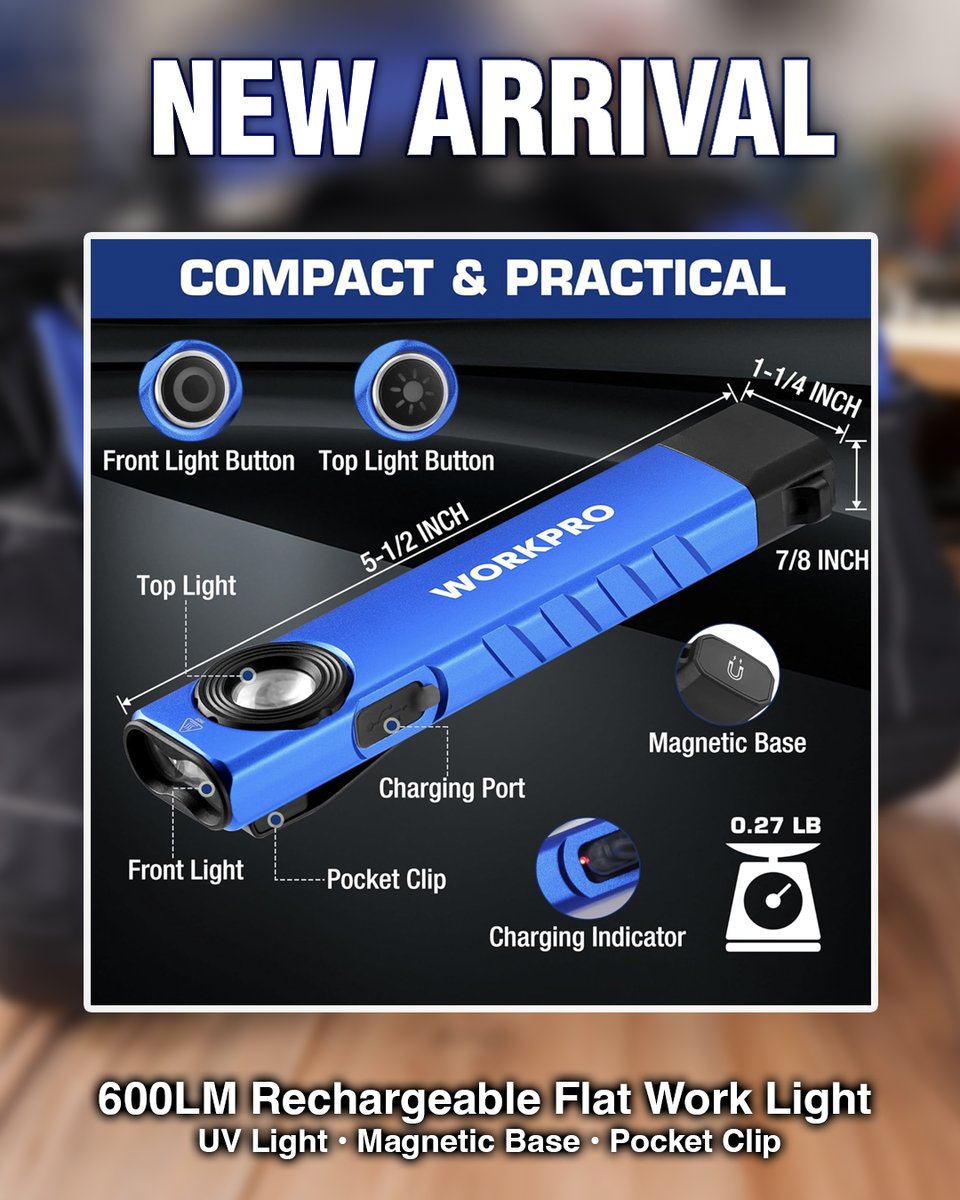 workpro_tools's tweet image. 🌟 Slim profile, massive glow – 600LM rechargeable LED with UV for those 'what's that?' moments! #WorkLight #EverydayCarry
🛒 Get yours now for $24.99 👉 amazon.com/dp/B0F62PL3Y2
#workprotools #flashlight #worklight #EDCgear #garagegear #ultraviolet #blacklight #amazonfinds