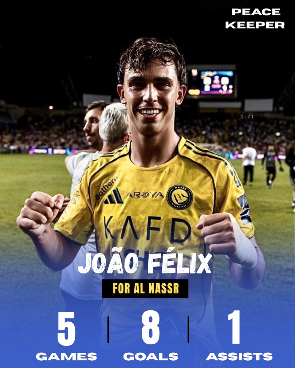StarcodedNews's tweet image. 🇦🇷 João Félix for Al Nassr :

👕 5 games
⚽️ 8 goals
🎯 1 assists

he is on fire this season.....