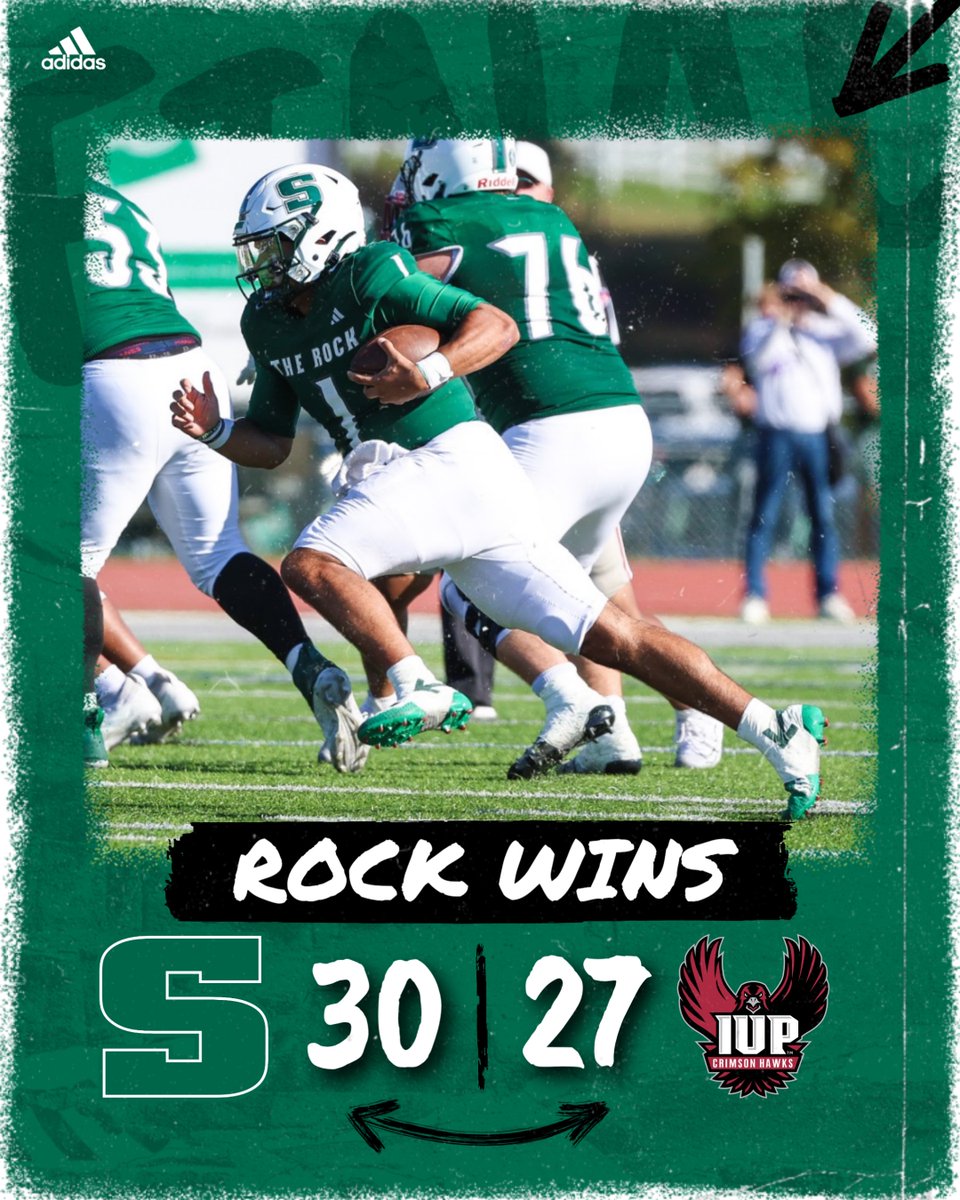 FB: HOMECOMING W! No. 25 Slippery Rock takes down rival IUP 30-27 with a 20-point second half rally. 

✅ 3 in a row against IUP