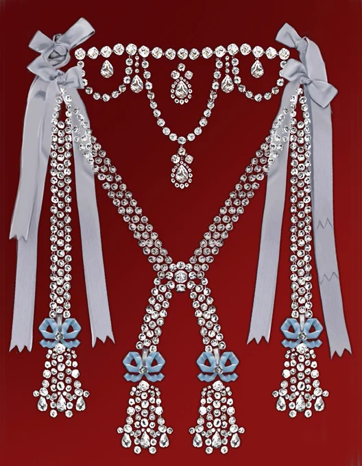 Finished Procreate artwork of Marie Antoinette’s necklace, tied to the 1784 Necklace Affair, 2025

