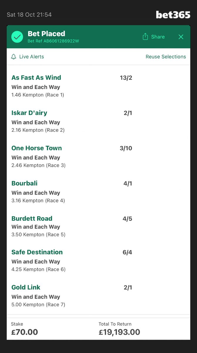 Add To Your Bet Slip - bet365.com/s/r/KXwqw
My Win Super Heinz Tomorrow at Kempton 😀