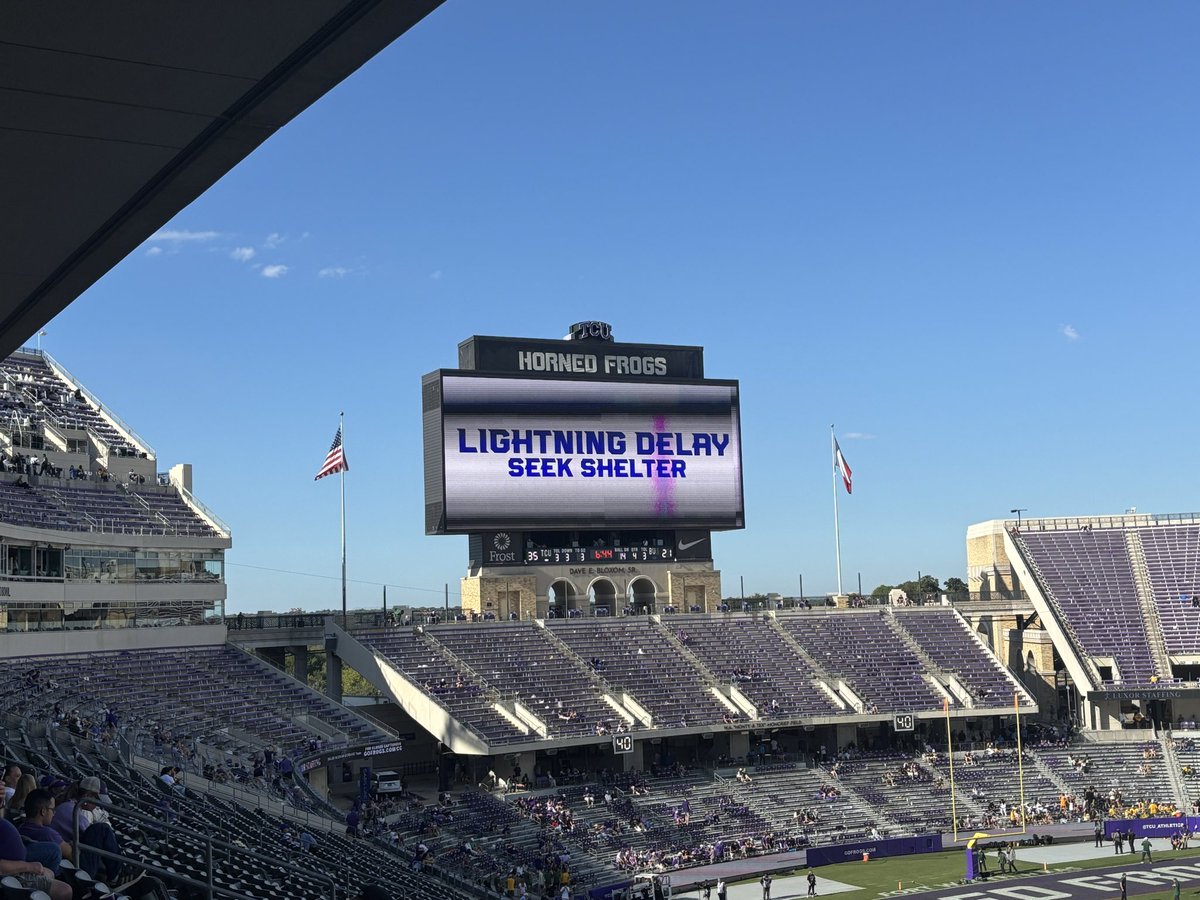 When you’re on your 3rd lightning delay, something is missing.. lol.. maybe it’s the lightning..Go Frogs let’s finish this…today 😂🐸