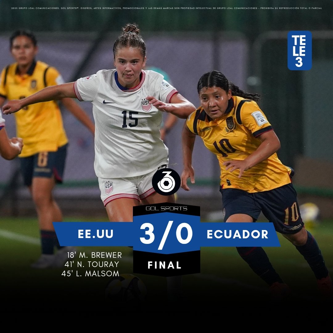 #WorldCup|| 🇺🇸🗽: Victoria con autoridad de #USA sobre nuestras seleccionadas de la categoría Sub 17 en el Grupo C, donde lo comparte con China y Noruega. 

😞 Mal inicio del Mundial que se juega en Marruecos. teletres.com.ec
