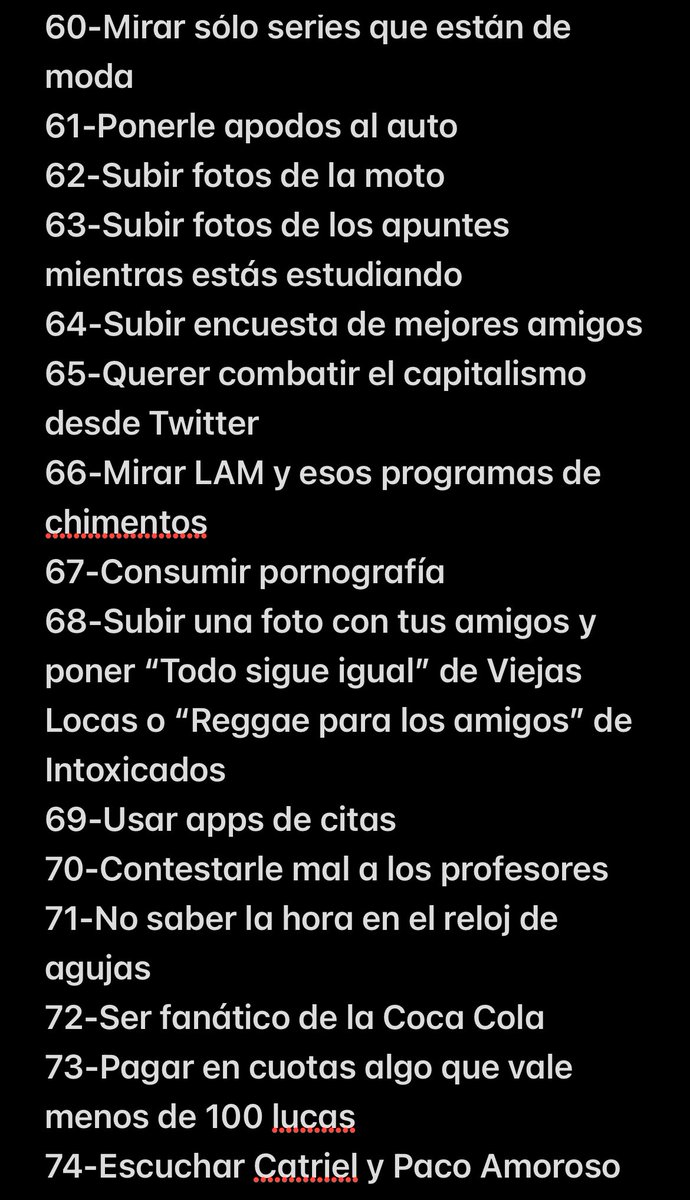 Yo soy más sencillo acá les dejo los 75 requisitos para salir conmigo