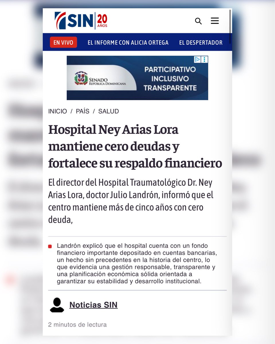 Hospital Ney Arias Lora mantiene cero deudas y fortalece su respaldo financiero.

<a href="/PresidenciaRD/">Presidencia de la República Dominicana</a> <a href="/luisabinader/">Luis Abinader</a> <a href="/RaquelPenaVice/">Raquel Peña</a> <a href="/SNSRDO/">Servicio Nacional de Salud</a> <a href="/drmariolama/">Dr. Mario Lama</a> <a href="/drjuliolandron/">Dr. Julio Landrón</a> <a href="/SaludPublicaRD/">Salud Pública RD</a>