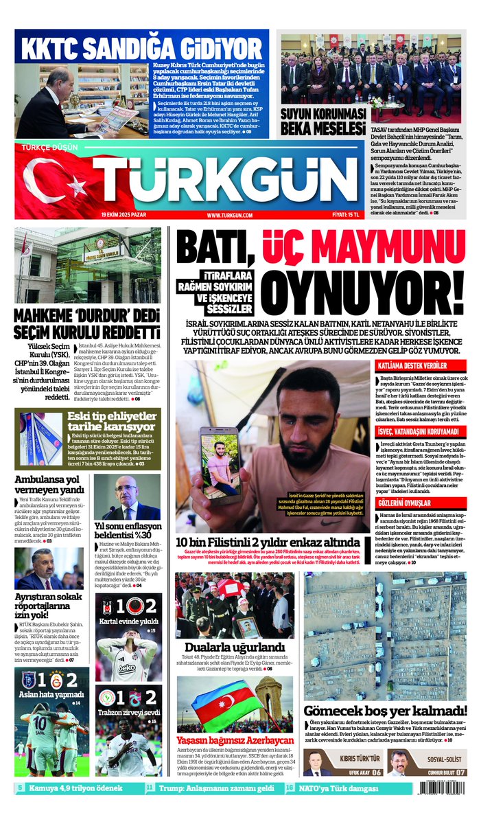 Gazetemizin 19 Ekim 2025 Pazar baskısını inceleyebilirsiniz... #Türkgün #turkgungazetesi