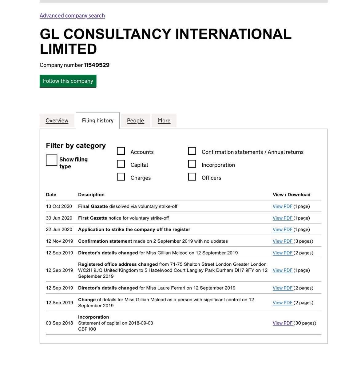 And here's the shell company she set up with Farage's project manager Gillian McLeod at the time. G(illian) L(aure) Consultancy International. #Farage #MoneyLaundering