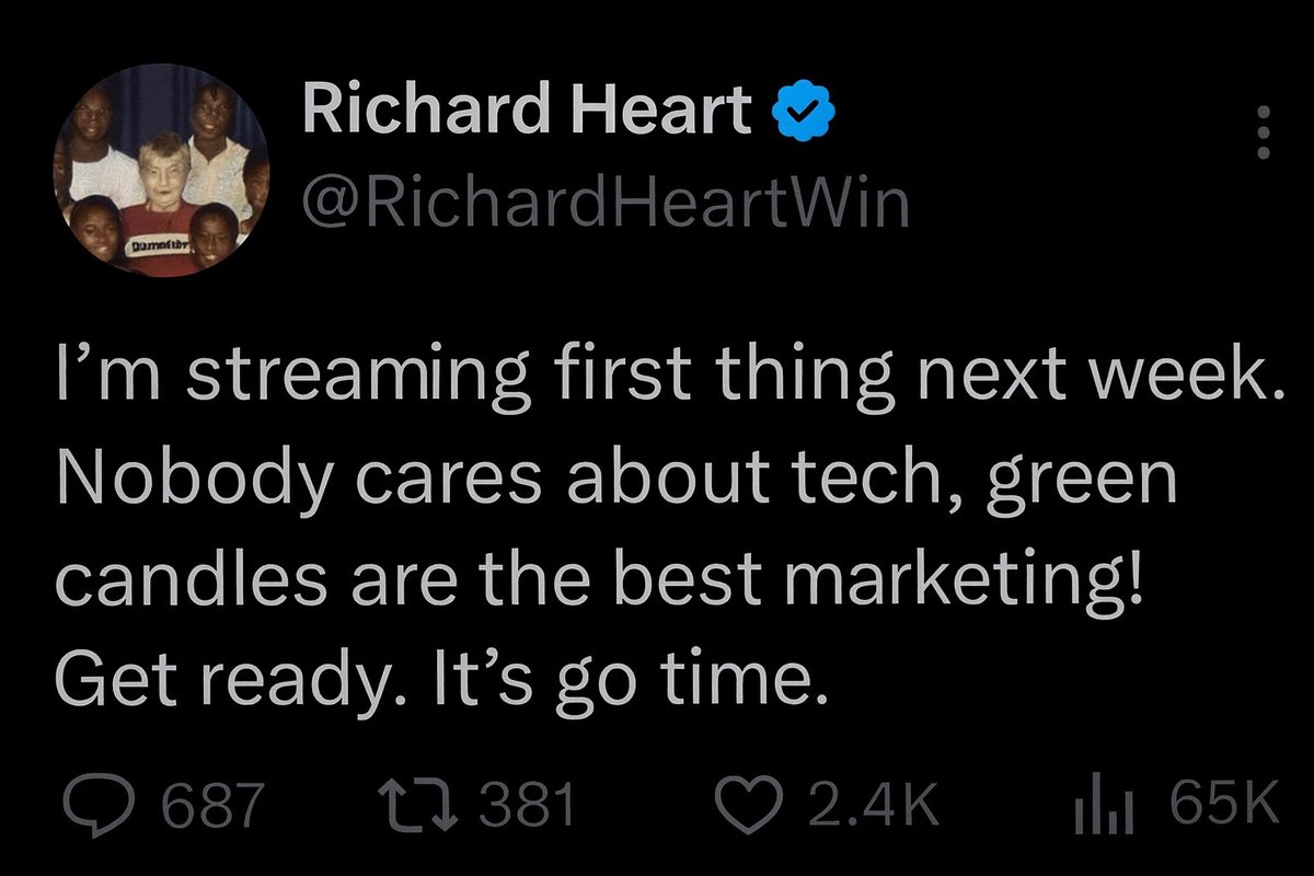 Old <a href="/RichardHeartWin/">Richard Heart</a> is back, here we go! 💹