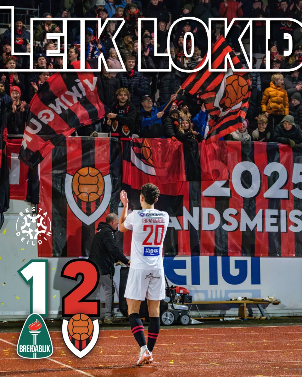 Íslandsmeistarar Víkings sækja öll þrjú stigin hér í Kópavog. Takk fyrir stuðninginn í stúkunni. Mörk Víkings skoruðu Óskar Bogga og Tarik Ibrahimagic #ErÞettaHamingjan ❤️🖤