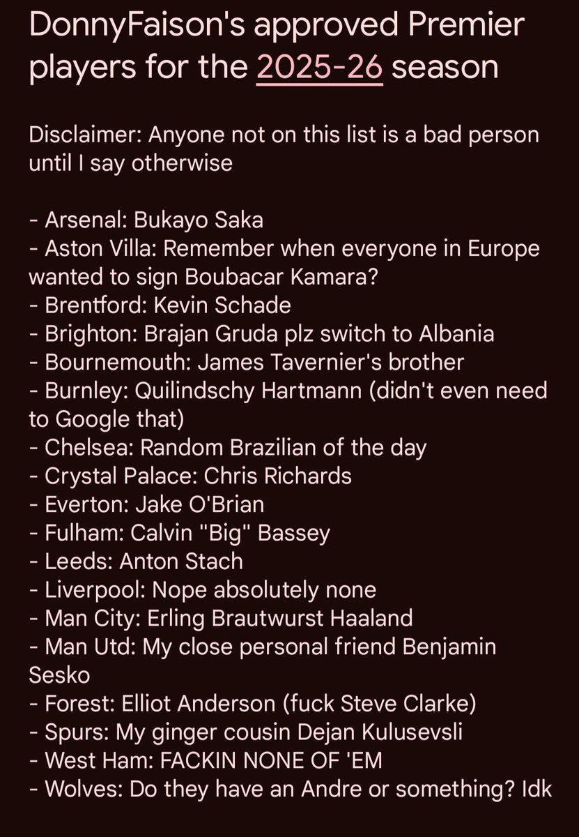 🏀Laker Donnychick🏀 (@donnyfaison) on Twitter photo I have produced the ONLY list of Premier League players approved by your dietician to promote good gut health. I have produced the ONLY list of Premier League players approved by your dietician to promote good gut health.