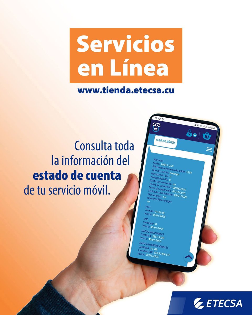 💥Quieres conocer TODA LA INFORMACION asociada a tus servicios de telecomunicaciones📲📶☎️🌐
👉Pues todo está disponible en un mismo lugar. Rápido y fácil!!!! Accede y regístrate ahora en #ServiciosEnLínea 
#EtecsaConCuba