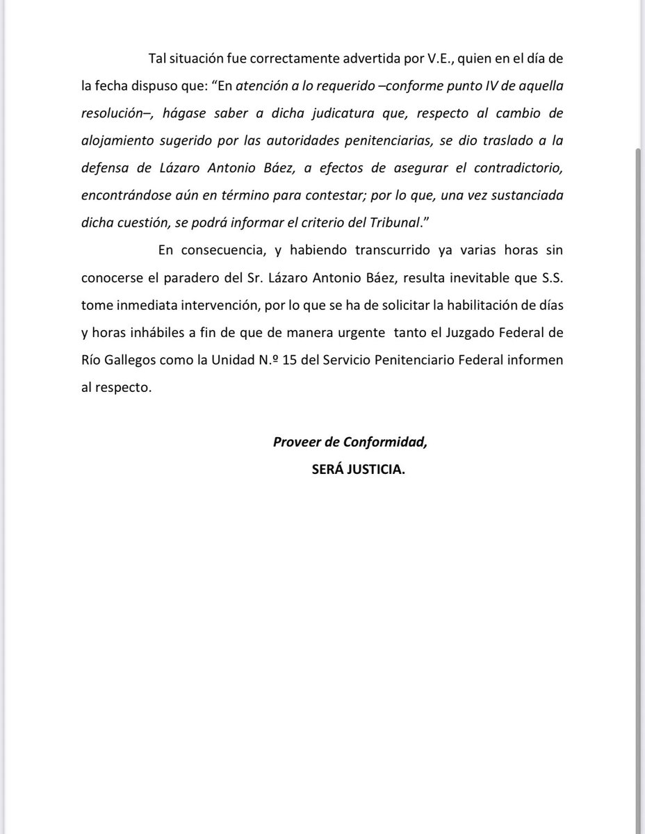 La defensa de Lázaro Báez y su familia denuncian que hace 5 horas está “desaparecido”. Que fue trasladado pero el servicio penitenciario no informa a dónde. Buscan en hospitales y comisarías.