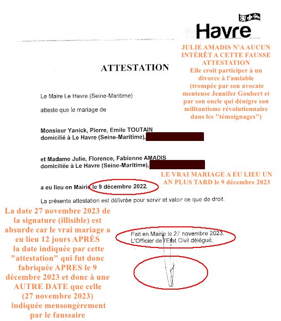 YanickToutain's tweet image. La GRAVITÉ EXTRÊME de ce #fauxenécritures administratif sur un #mariage obligeait la procureure #SoizicGuillaume à placer en #GardeAvue tous les complices du ou des faussaires à commencer par l&apos;avocate #JenniferGoubert qui en a fait recel (possiblement à l&apos;insu de sa cliente…