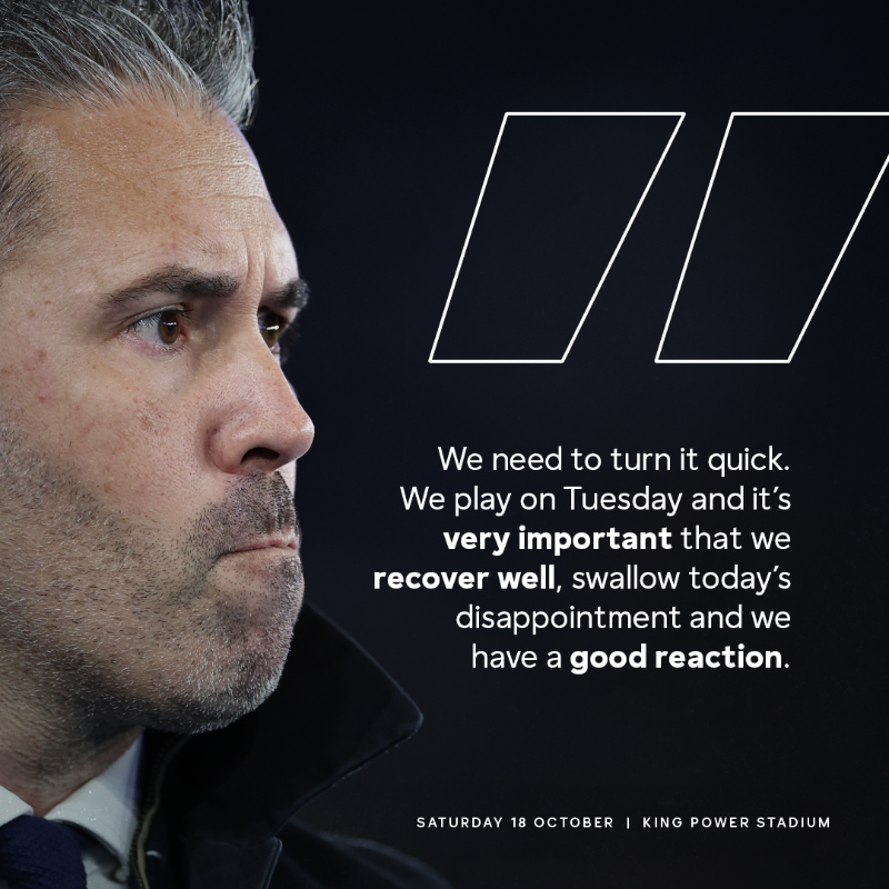 LCFC's tweet photo. Martí reflects on #LEIPOR as we look to react on Tuesday 👇