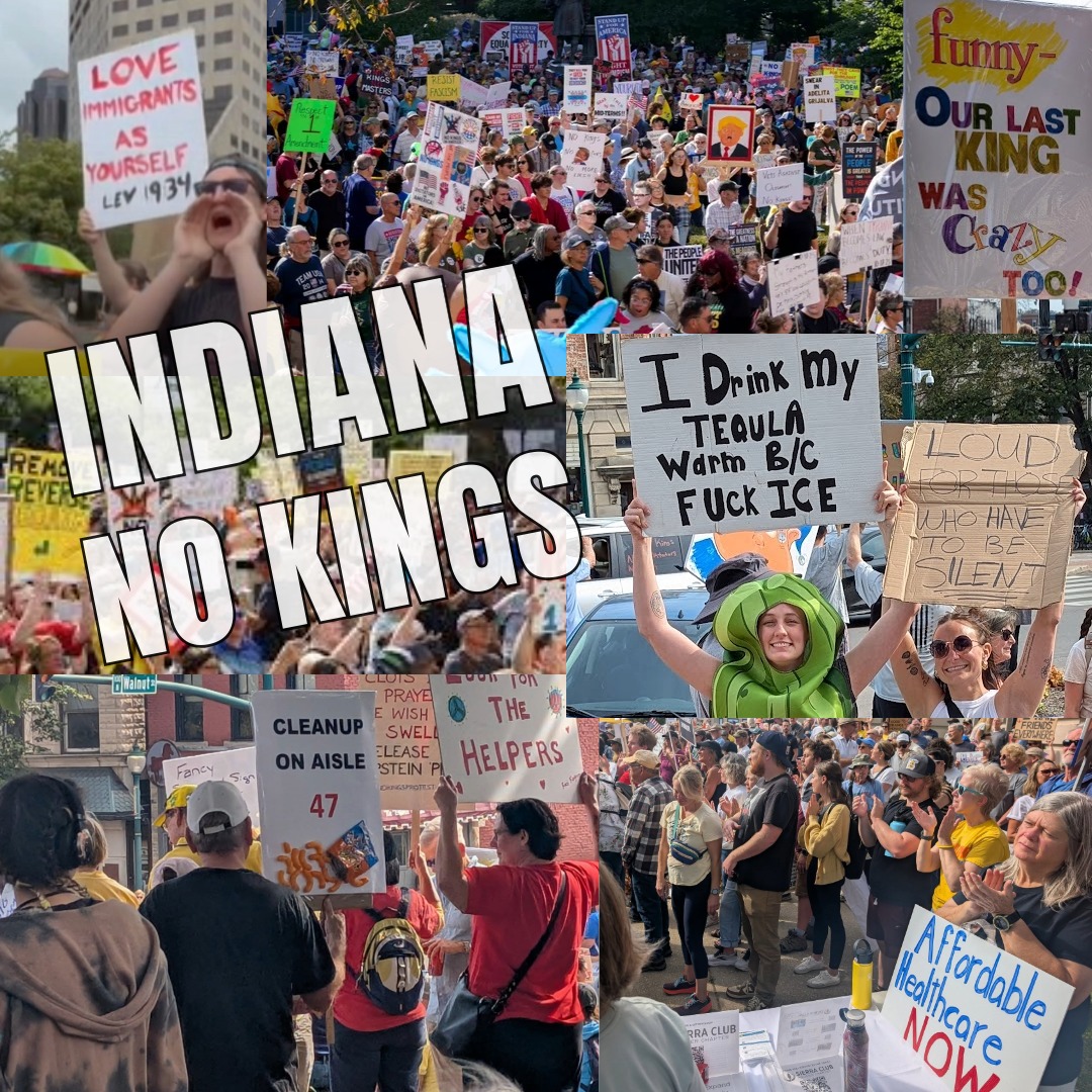 <a href="/EricLDaugh/">Eric Daugherty</a> #INDIANA is a #Trump state, where he won by a landslide, but #Hoosiers are waking up to his encroaching dictatorship and came out is LARGE CROWDS for #NoKings march today, even the small towns in rural areas had groups at the courthouses.  #MAGA is the party of dictators