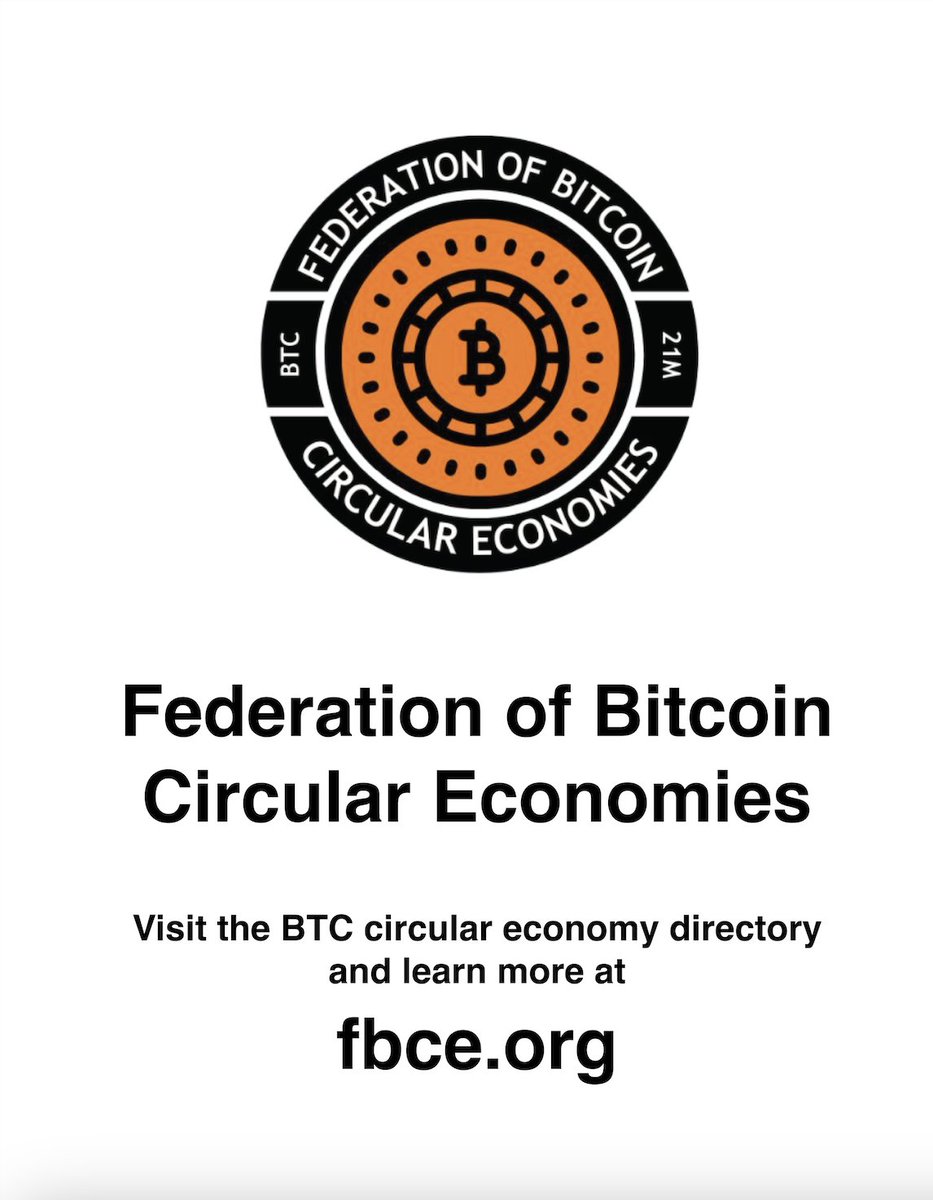 Explore Bitcoin's circular economies.

<a href="/FBCEglobal/">Federation of Bitcoin Circular Economies</a> ⚡️