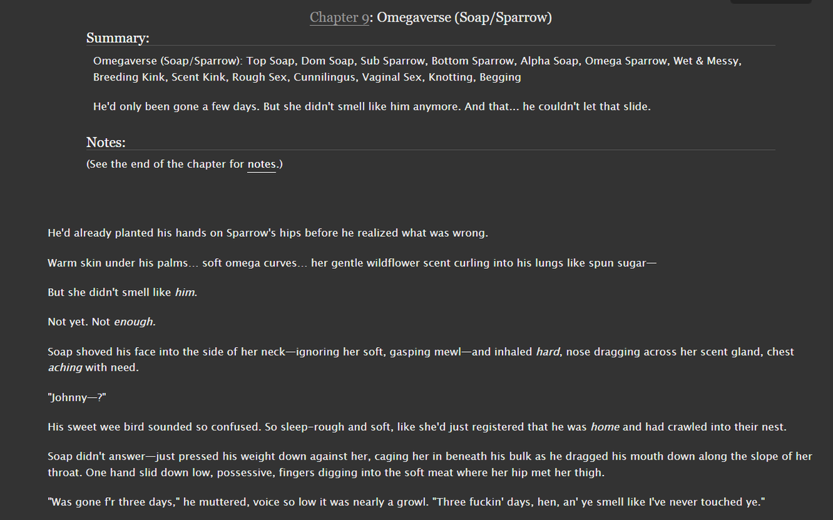 pap3rtigers's tweet photo. #kinktober day 9 and my favorite prompt of the year: omegaverse! #CODFic #pap3rfics #johnsoapmactavish #soapmactavish #johnmactavish #johnnysoapmactavish #codNSFW #johnnymactavish #omegaverse
https://t.co/1ADiV5Nqg3 https://t.co/udgPz6WION