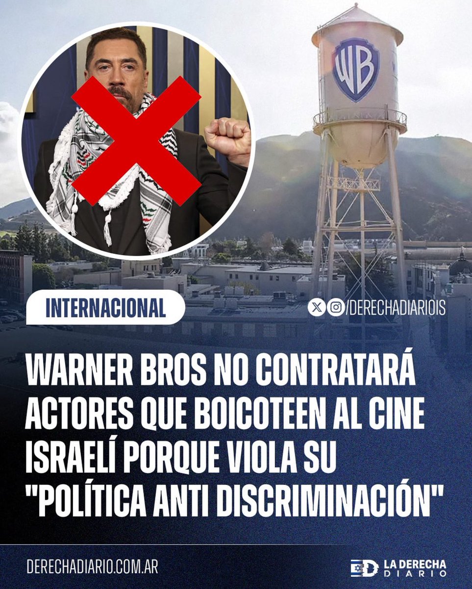 Javier Negre (@javiernegre10) on Twitter photo Pedí el boicot de Hollywood a actores antisemitas como Javier Bardem y ya empezó. Gracias <a href="/warnerbros/">Warner Bros.</a>. Pedí el boicot de Hollywood a actores antisemitas como Javier Bardem y ya empezó. Gracias <a href="/warnerbros/">Warner Bros.</a>.