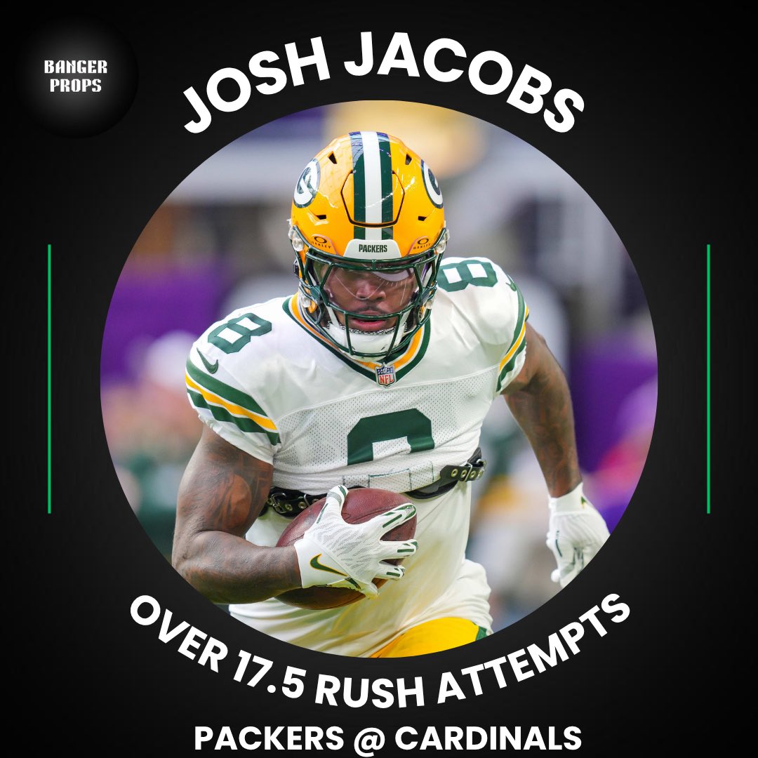 BangerProps's tweet image. 🏈NFL SUNDAY FREE PLAY🏈

Josh Jacobs OVER 17.5 Rushing Attempts @ Cardinals | -110 @ BET365 | (0.7 units)

#ArizonaCardinals VS #GoPackGo 

Collab w/ @PropKitchen 

❤️ if you’re tailing!

Join the VIP Discord! Link in bio!