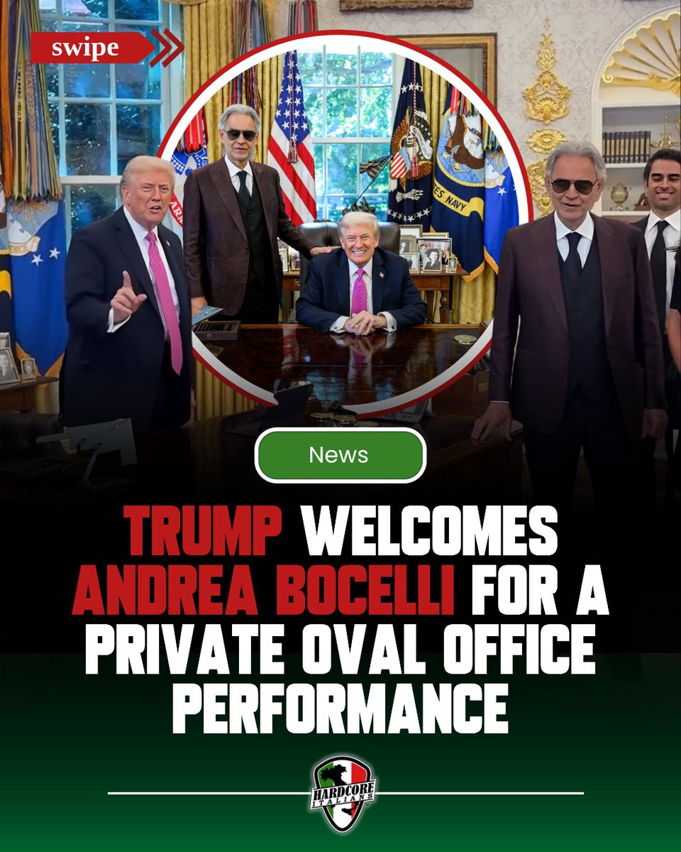 Andrea Bocelli made a surprise visit to the White House where he gave an impromptu performance of Time to Say Goodbye inside the Oval Office for President Donald Trump. The video shows Trump standing nearby and listening as Bocelli’s voice filled the room in a rare musical moment