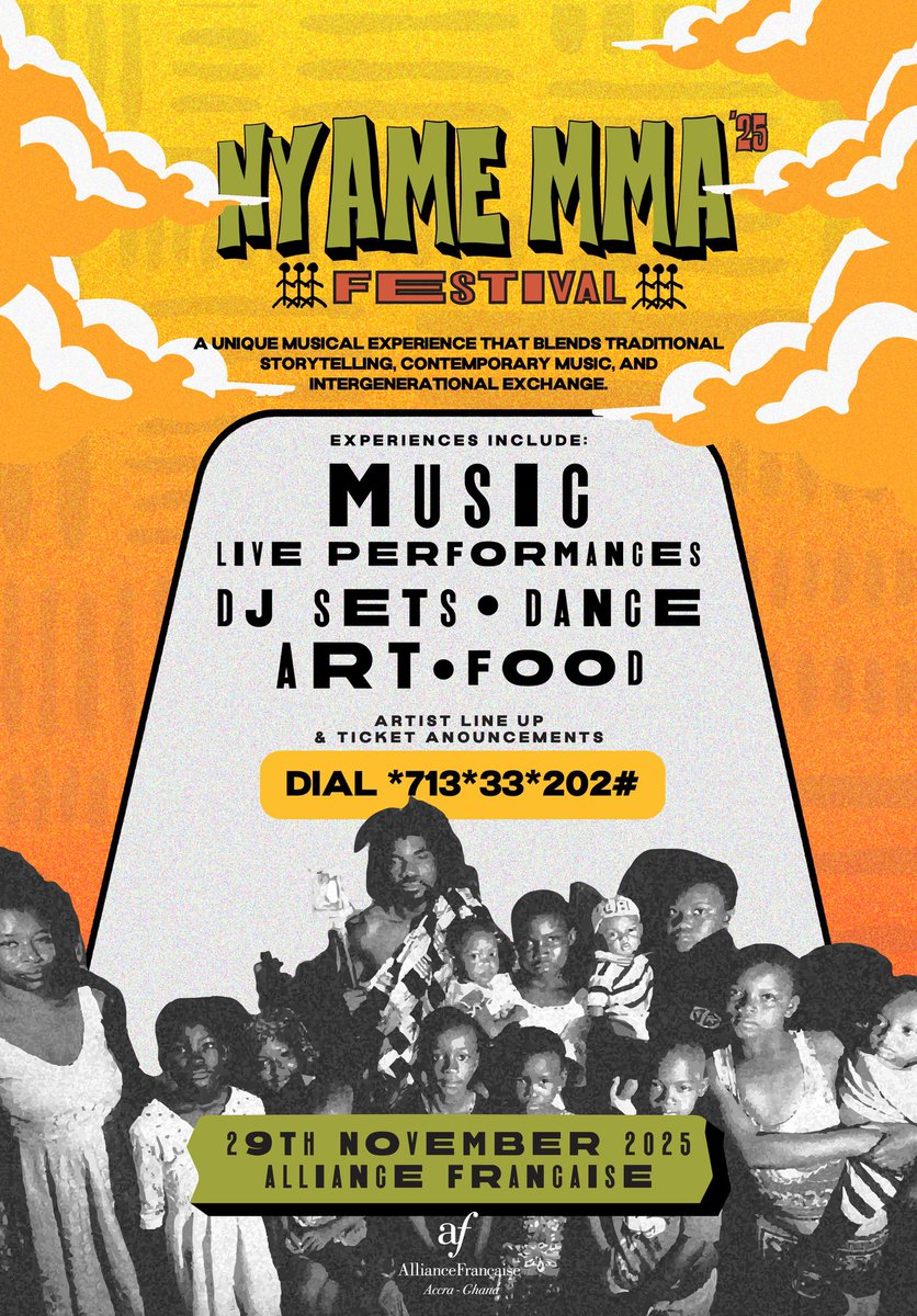 KordzoD's tweet photo. Accra, brace yourself!
The stories, the sounds, the soul -all together for #NyameMmaFestival 🎶✨
It’s more than culture -it’s our calling. https://t.co/kASgfzy0OE