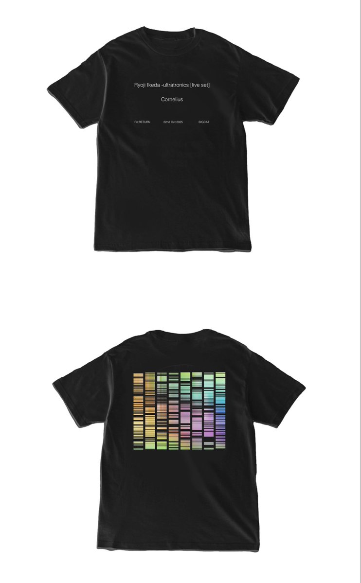 naotaaalow's tweet image. Re:Re:Return@MIDNIGHT EAST
Ryoji Ikeda/LAUSBUB/RISA TANIGUCHI
ご来場ありがとうございました。
池田亮司氏、次のライブは大阪です!
オリジナルグッズも少量ながら販売します!¥4,500(S/M/L/XL)
Re:RETURN
10/22@BIGCAT
Ryoji Ikeda/Cornelius
open18:00/start19:00
bigcat-live.com