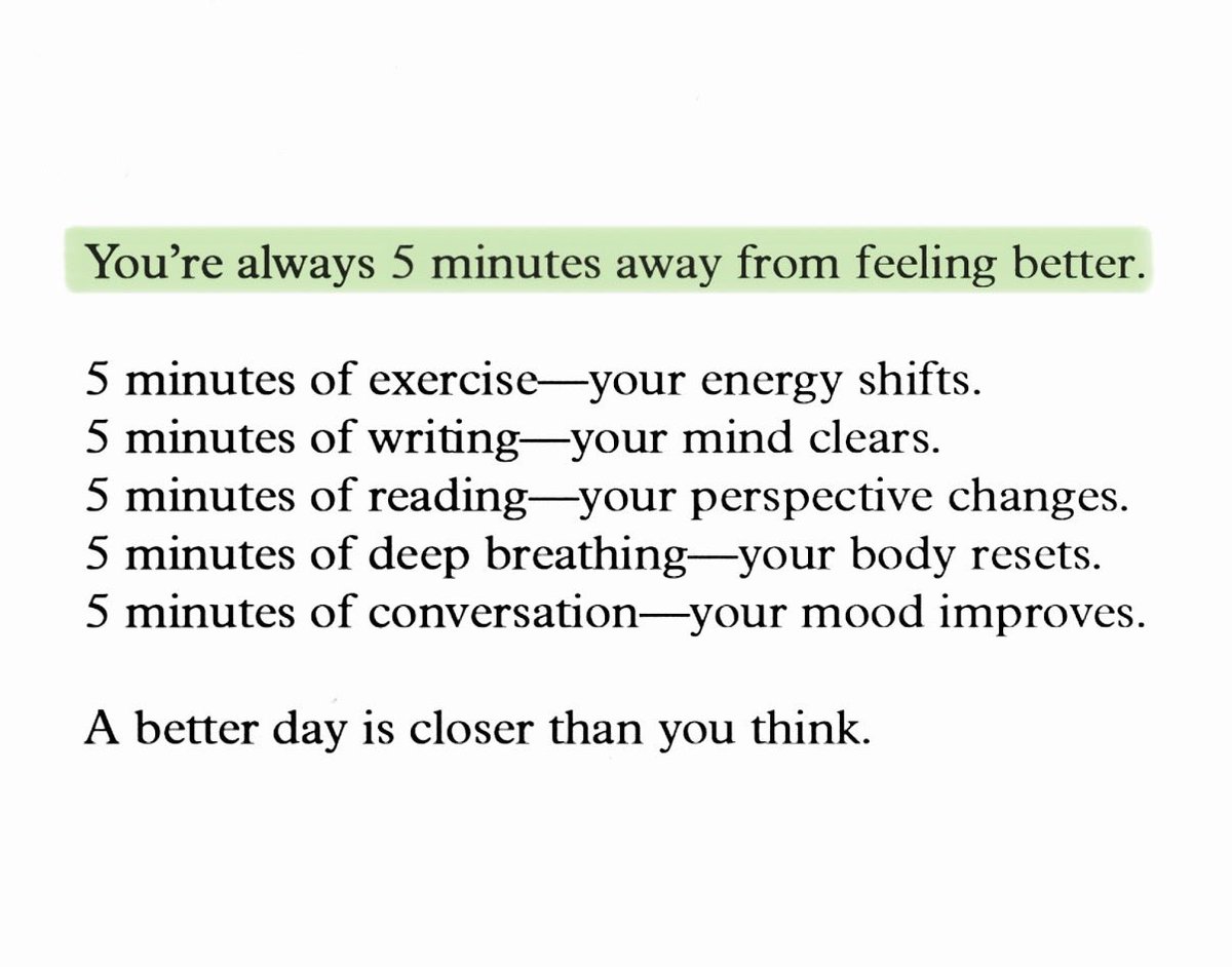 readswithravi's tweet image. We are always 5 minutes away from feeling better: