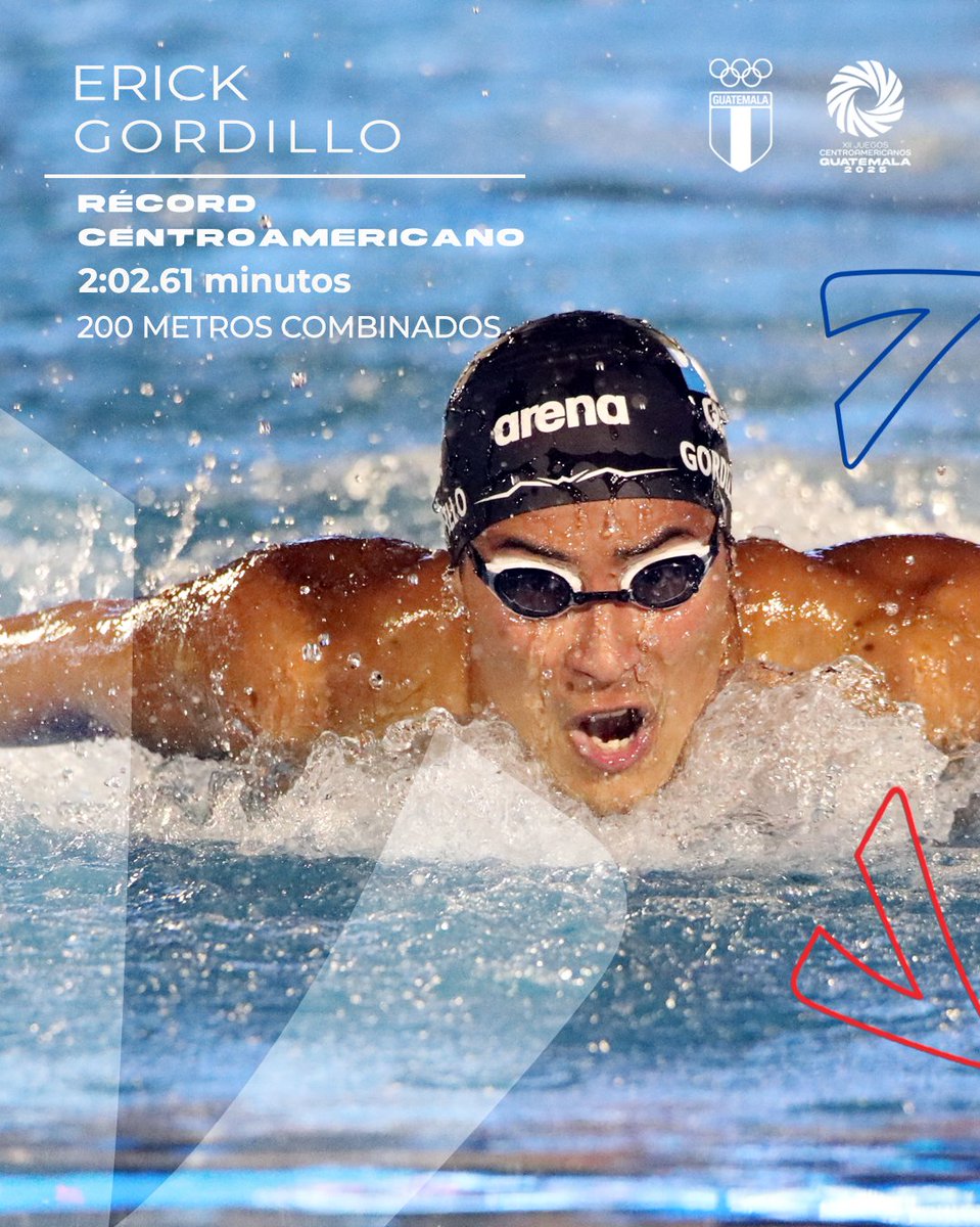 ¡TRITÓN! 🔥🔥 Erick Gordillo suma y sigue en estos Juegos Centroamericanos. En la piscina de Mazatenango, subsede de este deporte, impuso otro récord centroamericano, ahora en los 200 metros combinados. ¡Bravo! 💙🇬🇹

#PasiónPorGuatemala #UnidosPorElDeporte