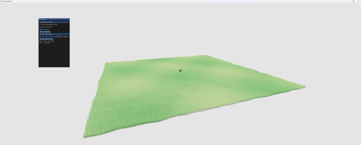 MichaelTeschne7's tweet image. Project Update:
-Terrain LOD using tesselation shader is complete
-Shader hot reloading is now a thing
-Grass now has multiple colors across the terrain
-Minor edits to shadow calculations
#OpenGL #GraphicsProgramming #Shaders