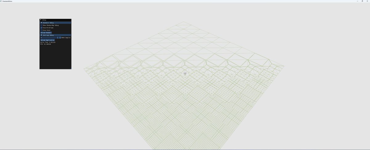 MichaelTeschne7's tweet image. Project Update:
-Terrain LOD using tesselation shader is complete
-Shader hot reloading is now a thing
-Grass now has multiple colors across the terrain
-Minor edits to shadow calculations
#OpenGL #GraphicsProgramming #Shaders