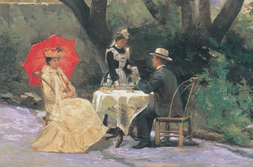 Know the #QAGOMA Collection? Can you recognise this much-loved painting from the detail? Hint: They're having tea under the first tree of its kind grown in Australia, planted in #Brisbane in 1864. Answer &gt; brnw.ch/21wWJRU On display. Free entry