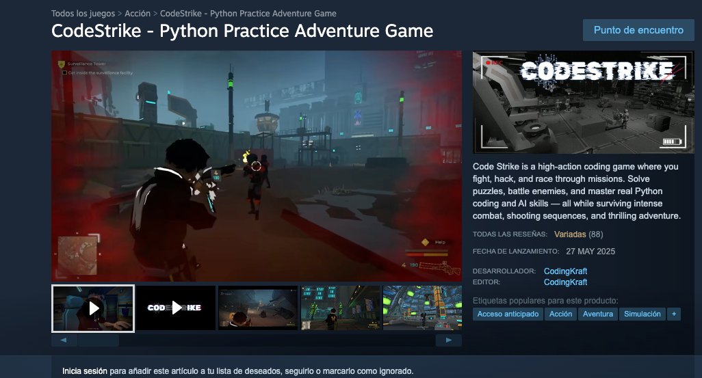 RoxsRoss's tweet image. 🎮 ¿Aprender Python mientras jugás?
🔥 CodeStrike lo hace posible: una aventura en primera persona donde el código es tu arma.
💻 ¡Gratis en Steam por tiempo limitado!
👉 store.steampowered.com/app/3444170/Co…
✨ Lo estoy jugando y es GENIAL. Si te gusta programar y jugar, este te va a volar…