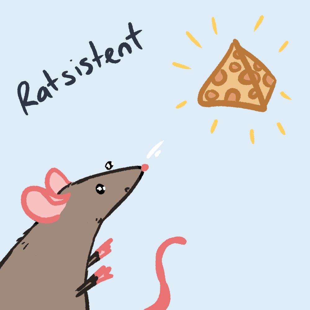 day 18 - ratsistent (persistent little guy)
#rattober2025