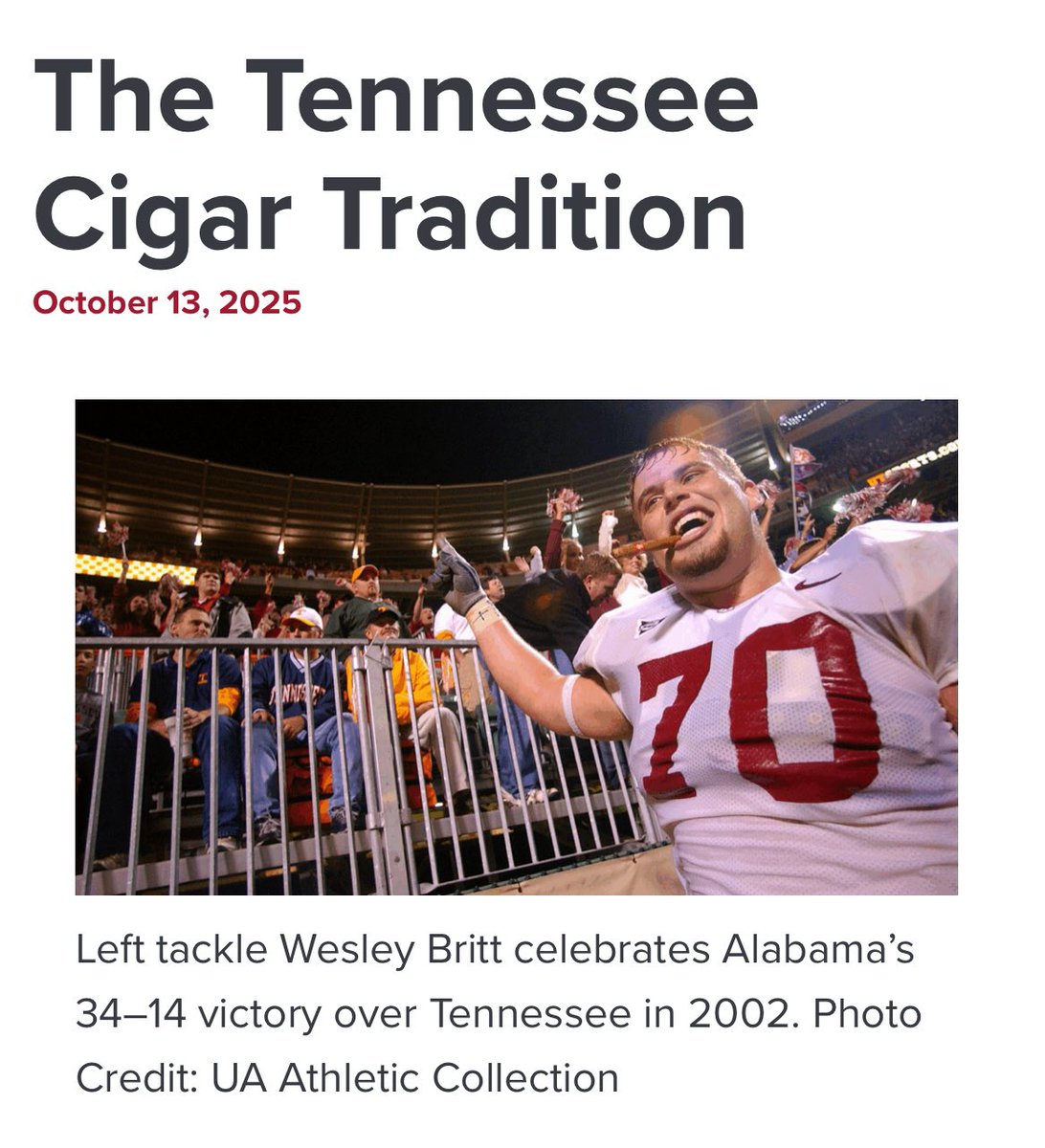 Still the best tradition in college football—beating Tennessee on the third Saturday in October.

Smoke em if you got em, RTR!