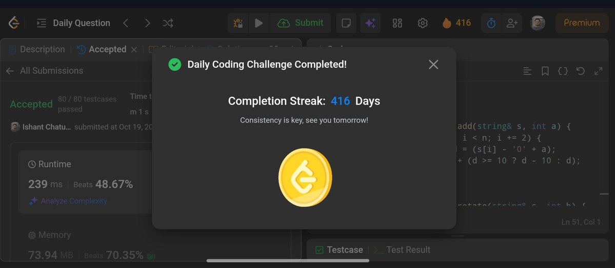 imIchaturvedi's tweet image. Day-308 #potd 🌟
1625. Lexicographically Smallest String After Applying Operations✅
#365DaysOfLeetCode