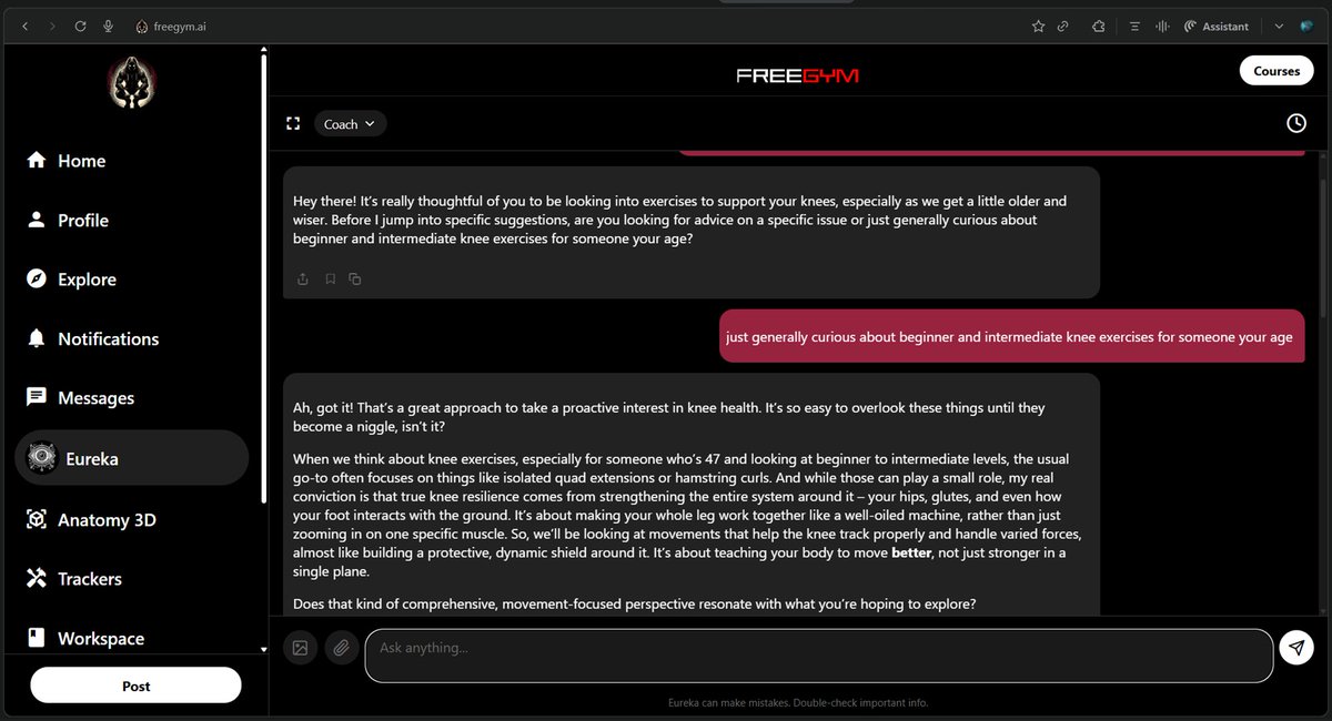 too challenging for me, beginner version with bands to start...thought i would explore <a href="/FreeGymAI/">Eureka || FreeGym</a> for a view. See for yourself how fantastic Eureka is. <a href="/mutant1643/">Abhinav || FreeGym</a> talks about the quality, but experiencing it. Amazing work by <a href="/mutant1643/">Abhinav || FreeGym</a>  &amp; <a href="/thestrongdoc/">Dr Neha Chawla || FreeGym</a> Everyone should try.