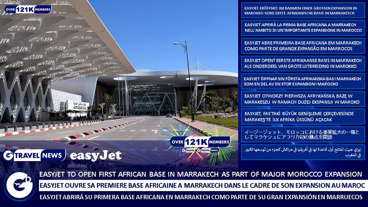 GD TRAVEL NEWS - easyJet has announced a major expansion in Morocco, including the launch of its first-ever African base at Marrakech Airport from spring 2026, as part of a new partnership with the Moroccan National Tourism Office. easyJet has been operating in Morocco since 2006