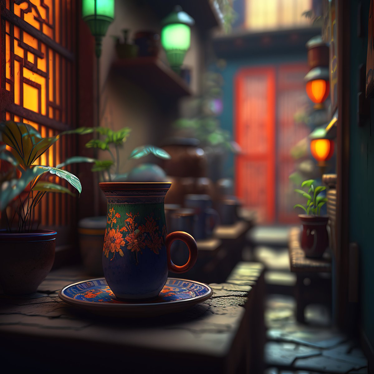 NoBanksNearby's tweet image. 3:30 PM. See how the vibrant orange light pours through that window, meeting the deep blue cup and subtle green plants. This isn&apos;t just a scene; it&apos;s an invitation. Feel the quiet energy of this minute, a warm pause before the world changes. Be present in its calm.

#CreativeCode…