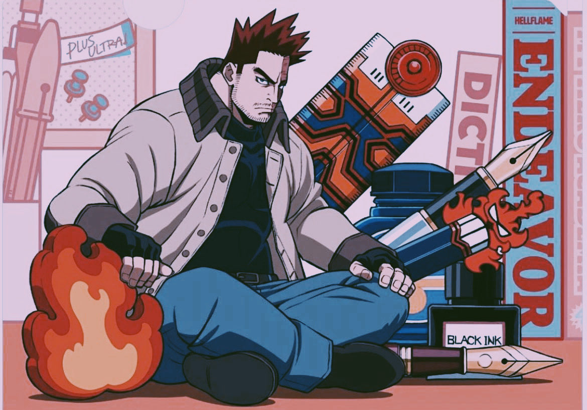 Posing for merch. Hmph. He should give some to his children, and that one kid he made friends with and signed an autograph for—Shoto’s friend.