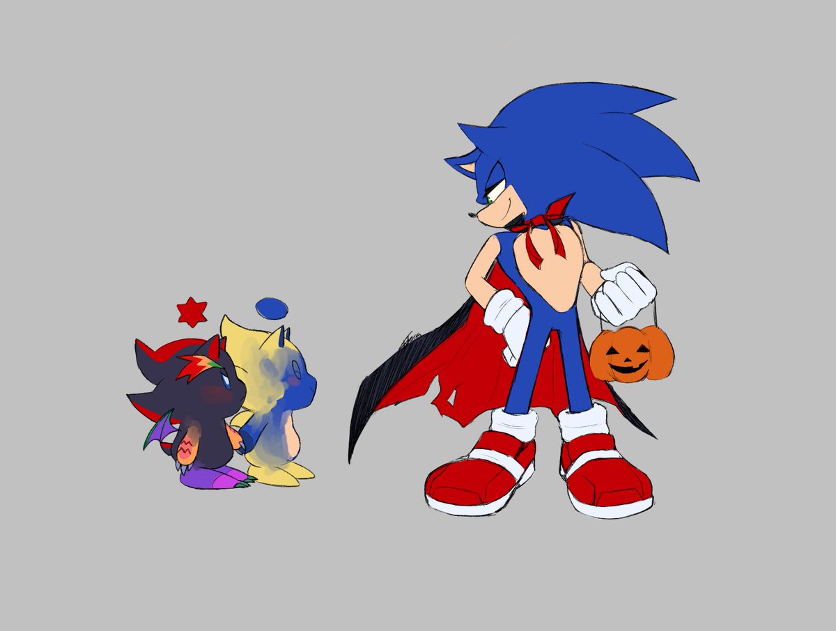 WsoSora's tweet photo. Out for trick or treat 
#SonicTheHedgehog https://t.co/bH8g78cQ8i