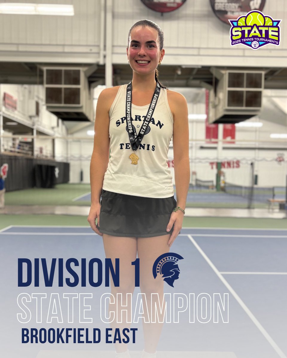 Congratulations to the 2025 WIAA D1 Singles State Champion, Caroline Raster from Brookfield East!🏆🥇🎾#wiaatennis