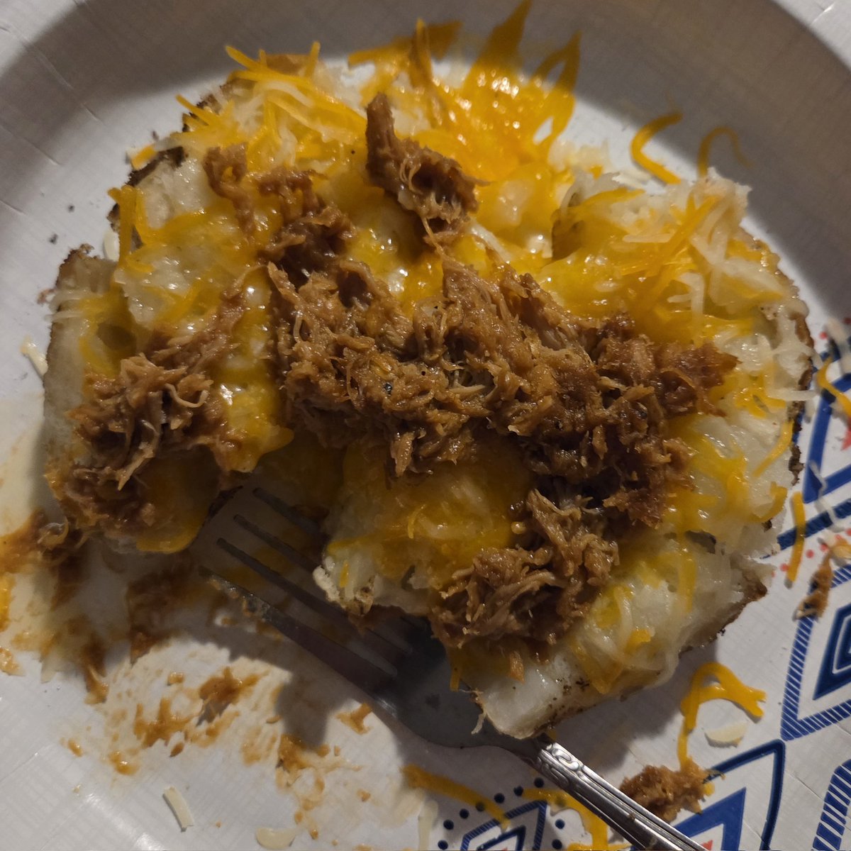 My daughter never disappoints. Came home from my work event to a baked potato with jack daniels chicken and cheese. Yummy 😋 <a href="/FrontDeskLadyy/">OMiT FDL</a> ♥️