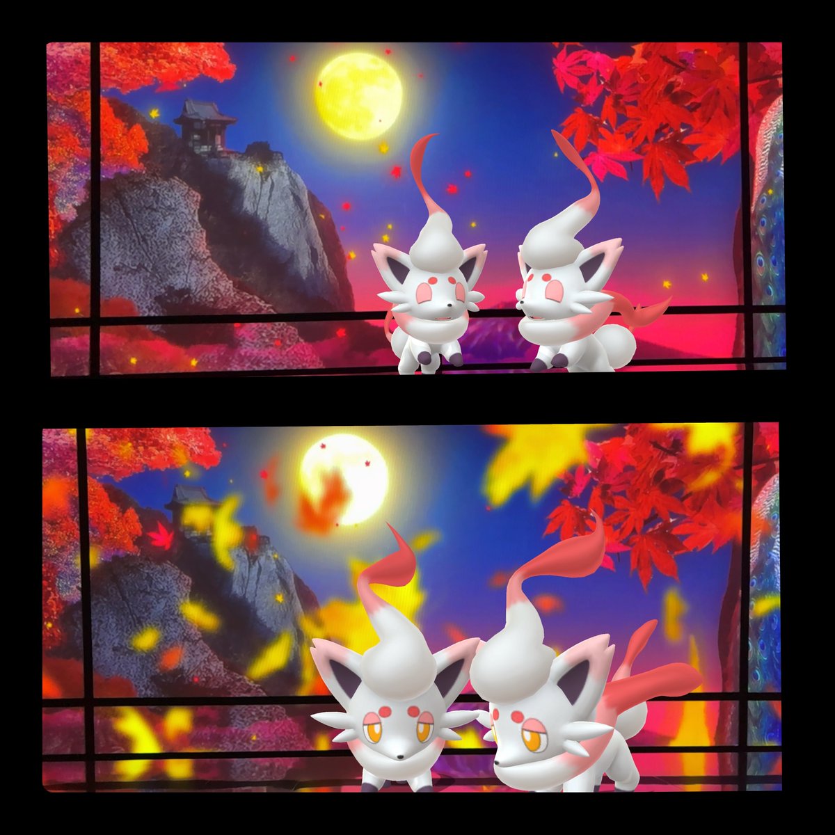 nao_clo_'s tweet image. #ARPlusT #GOsnapshot #ARofTheDay
#ヒスイゾロア #動き出す浮世絵展 

偽月夜に舞う🍁幻影紅葉