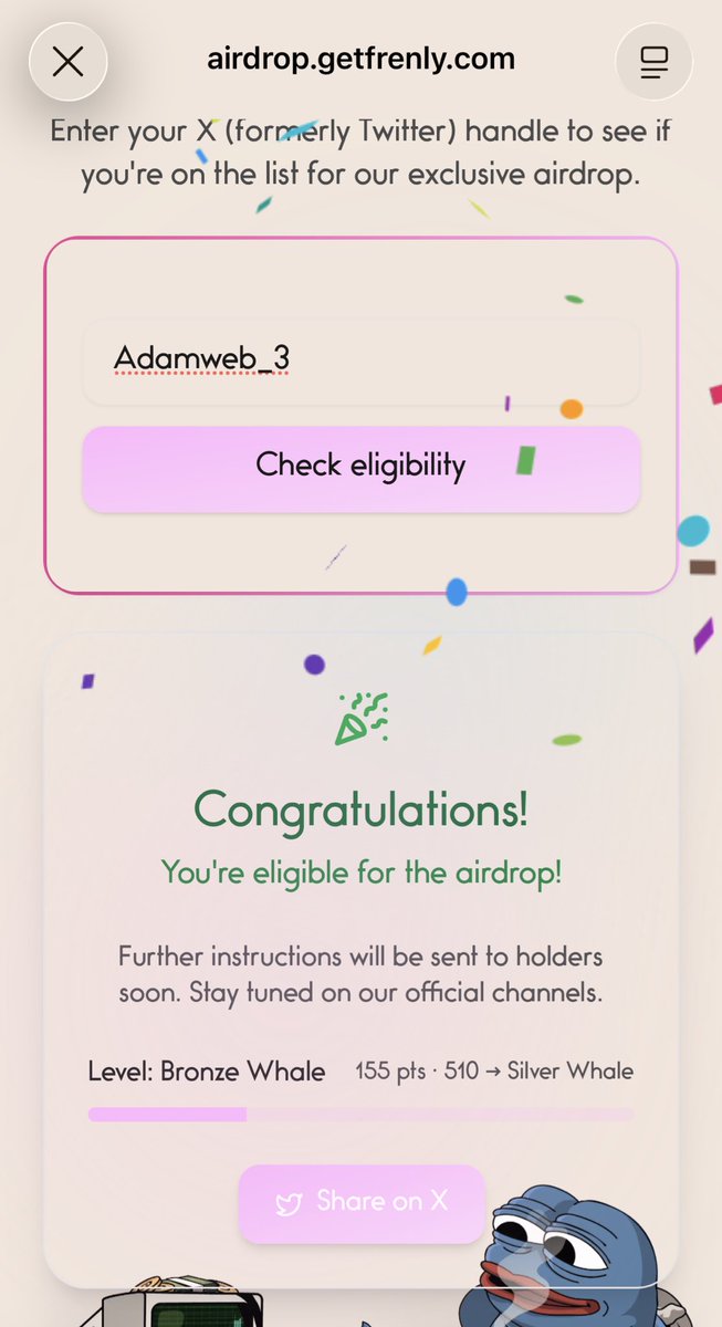 AdamWeb_3's tweet photo. @getfrenly Let’s gooooo silver tier gang😎 https://t.co/GNalWyln3q