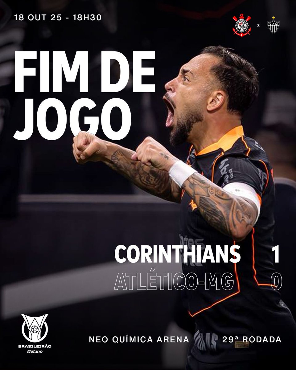 FIIIIIIIIM DE JOGO NA NEO QUÍMICA ARENA!!!!! VITÓRIA DO TIMÃO NO BRASILEIRÃO!!!! 🦅

Corinthians 1 🆚 0 Atlético-MG

⚽ Maycon

#VaiCorinthians