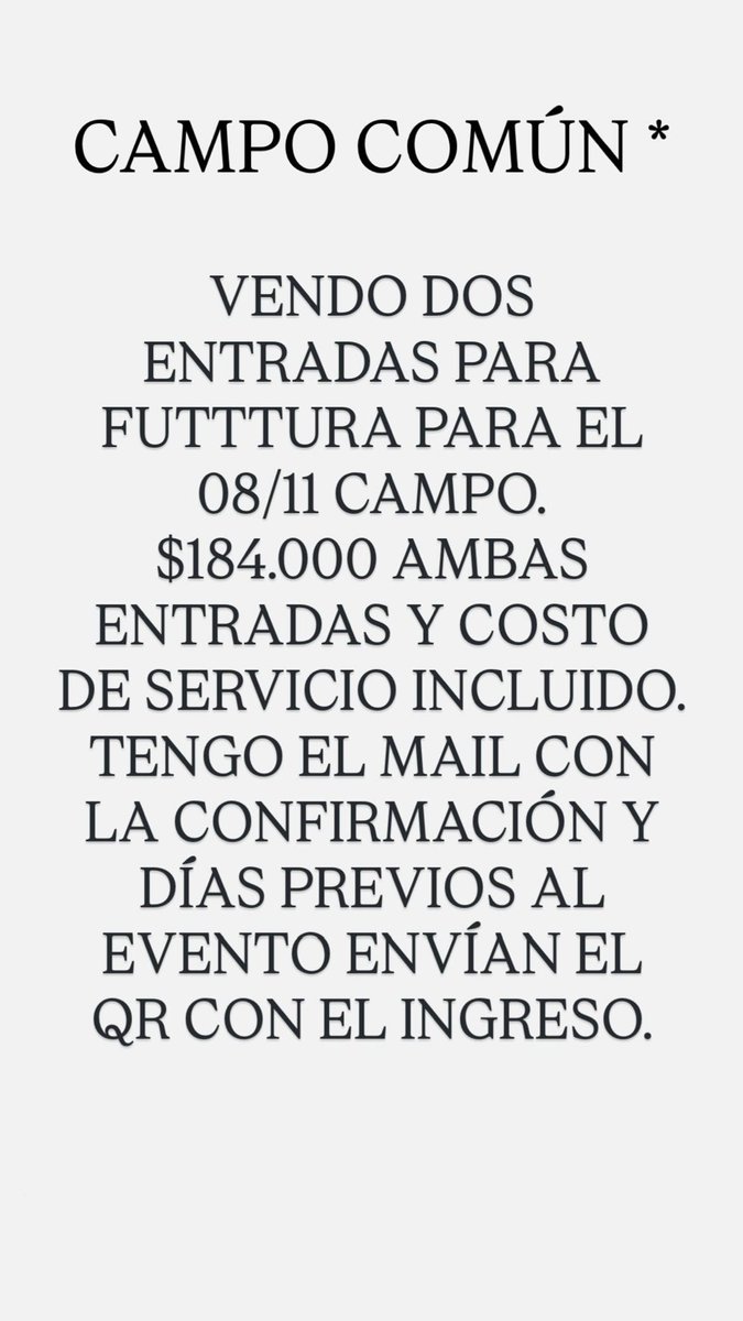 florrrrci's tweet photo. VENDO ENTRADAS PARA TINI FUTTTURA CAMPO PARA EL 08/11 https://t.co/wTg3xBtkiX