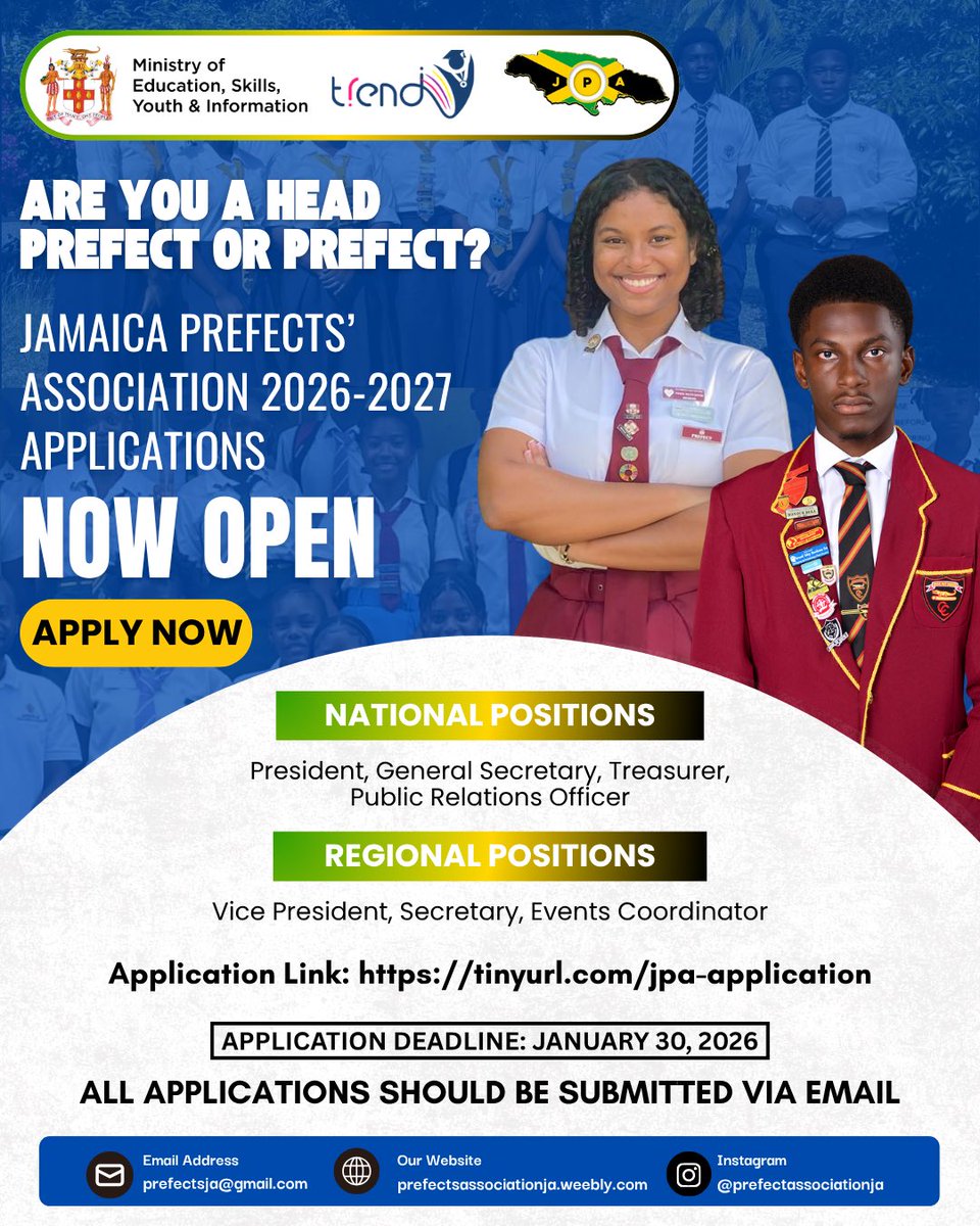 Prefects &amp; Head Prefects, it’s YOUR time to lead! 

National Positions: President, General Secretary, Treasurer, PRO
Regional Positions: Vice President, Secretary, Events Coordinator

Apply here: tinyurl.com/jpa-application
Deadline: January 30, 2026